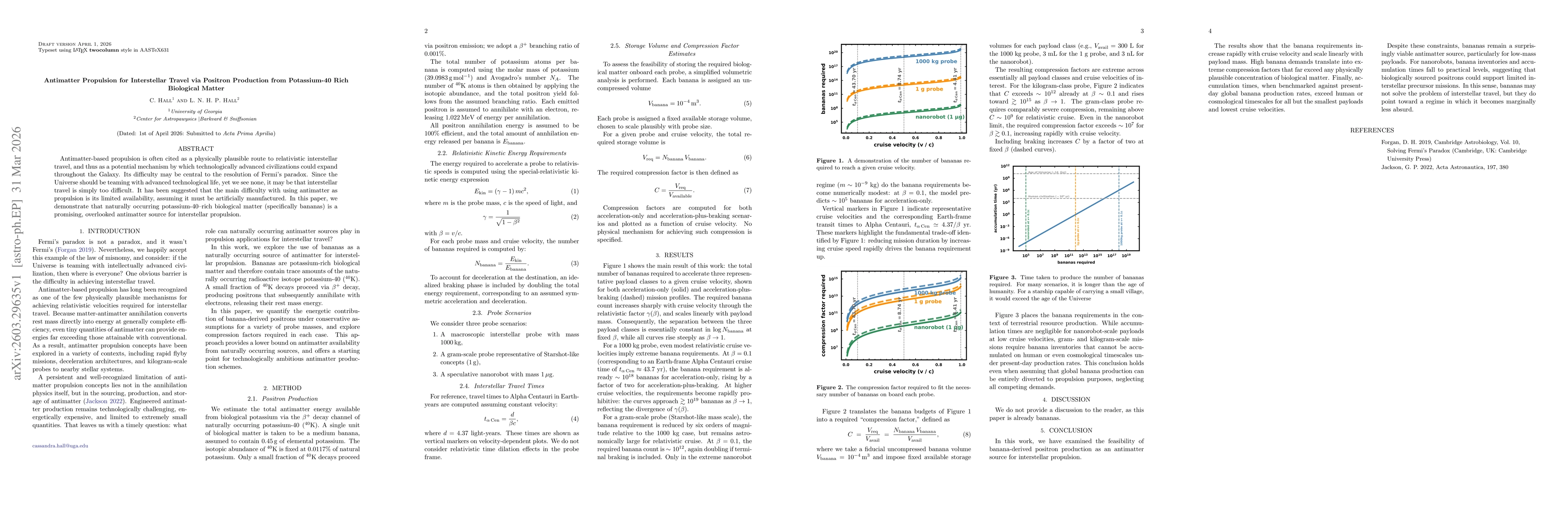 Thumbnail for Antimatter Propulsion for Interstellar Travel via Positron Production from Potassium-40 Rich Biological Matter