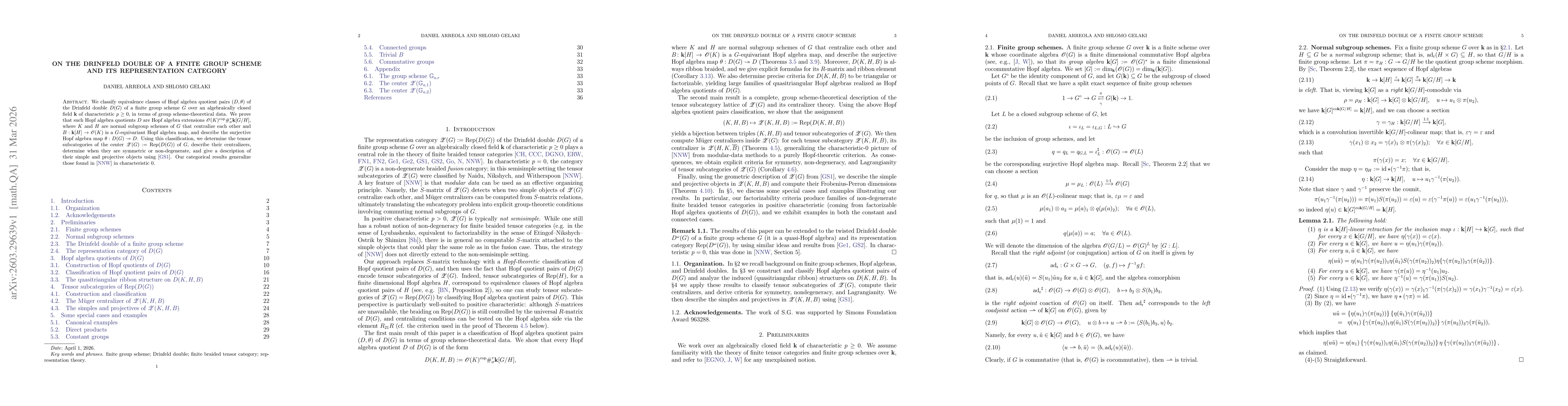 Thumbnail for On the Drinfeld double of a finite group scheme and its representation category