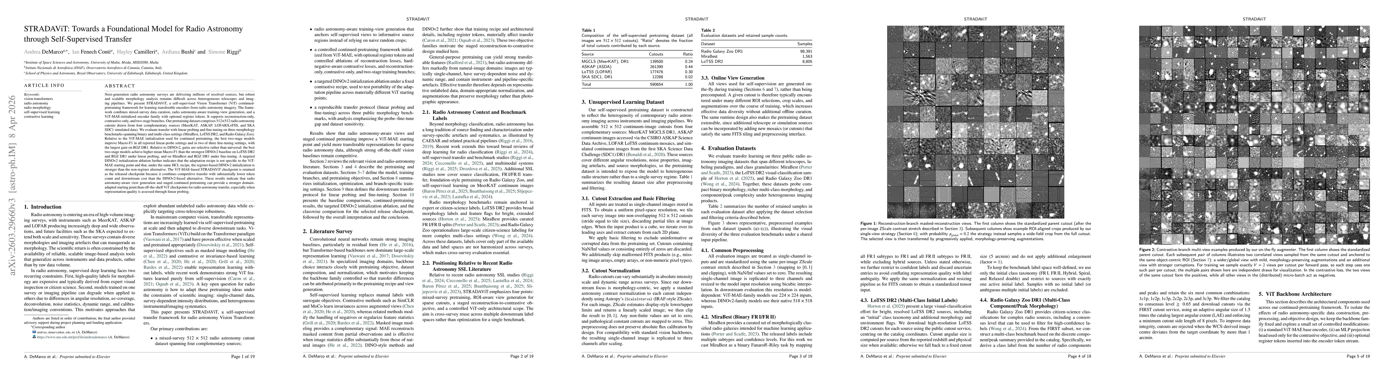 Thumbnail for STRADAViT: Towards a Foundational Model for Radio Astronomy through Self-Supervised Transfer