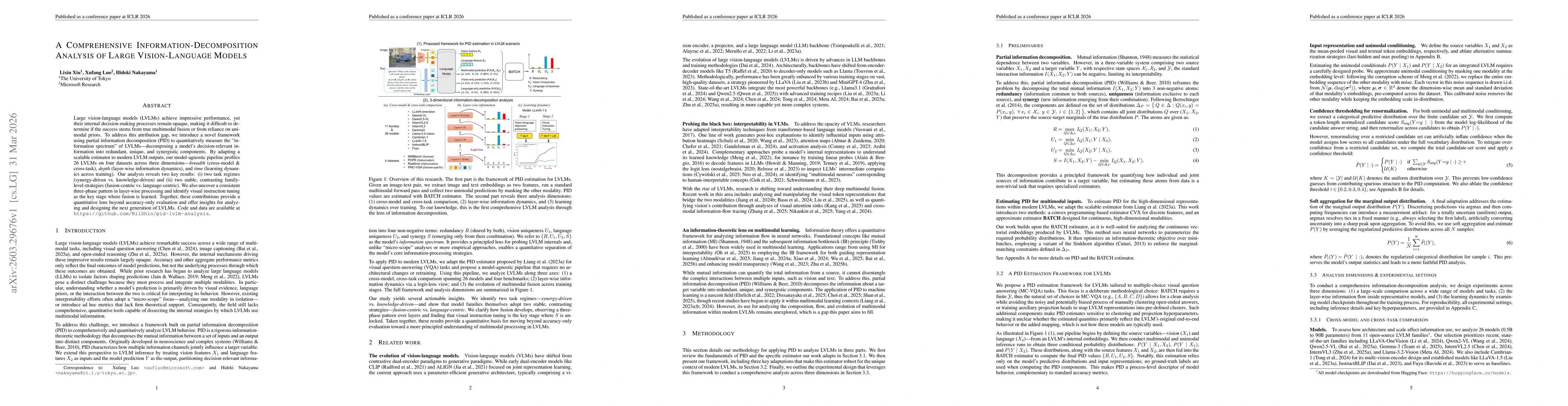 Thumbnail for A Comprehensive Information-Decomposition Analysis of Large Vision-Language Models
