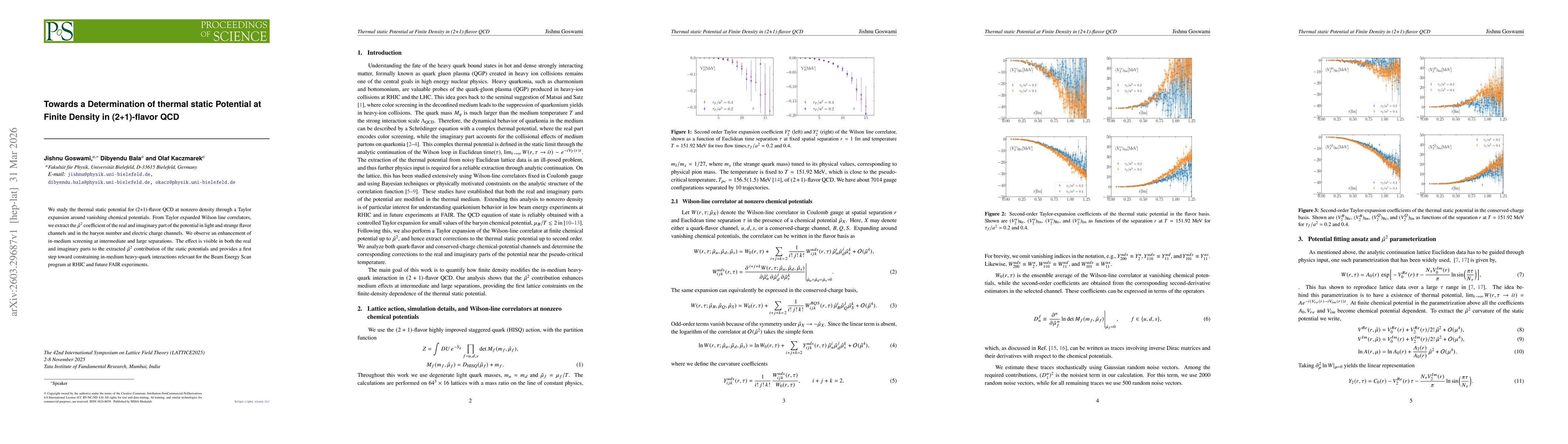 Thumbnail for Thermal static Potential at Finite Density in (2+1)-flavor QCD