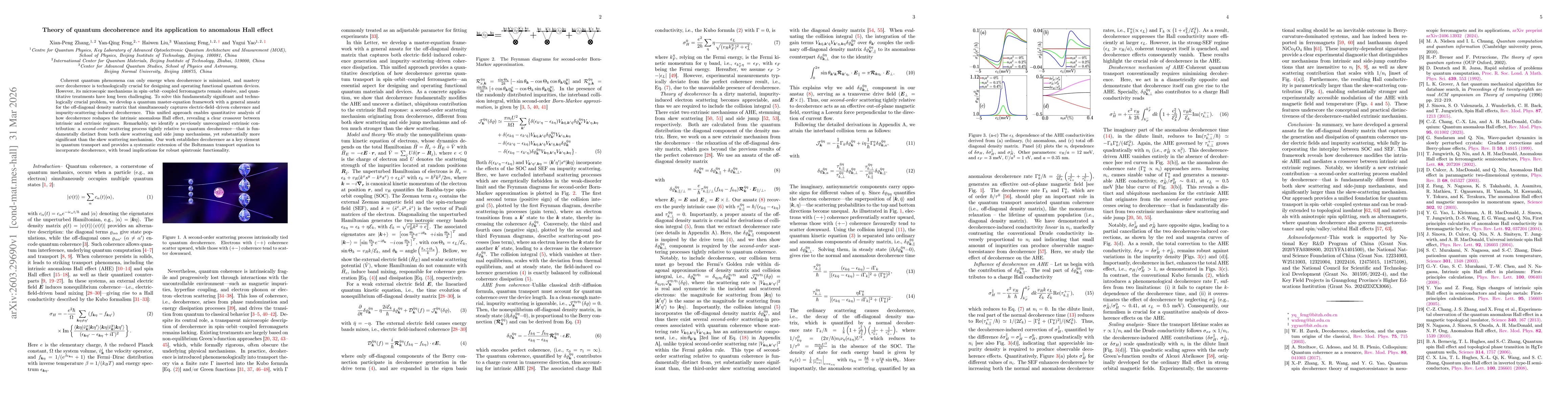 Thumbnail for Theory of quantum decoherence and its application to anomalous Hall effect