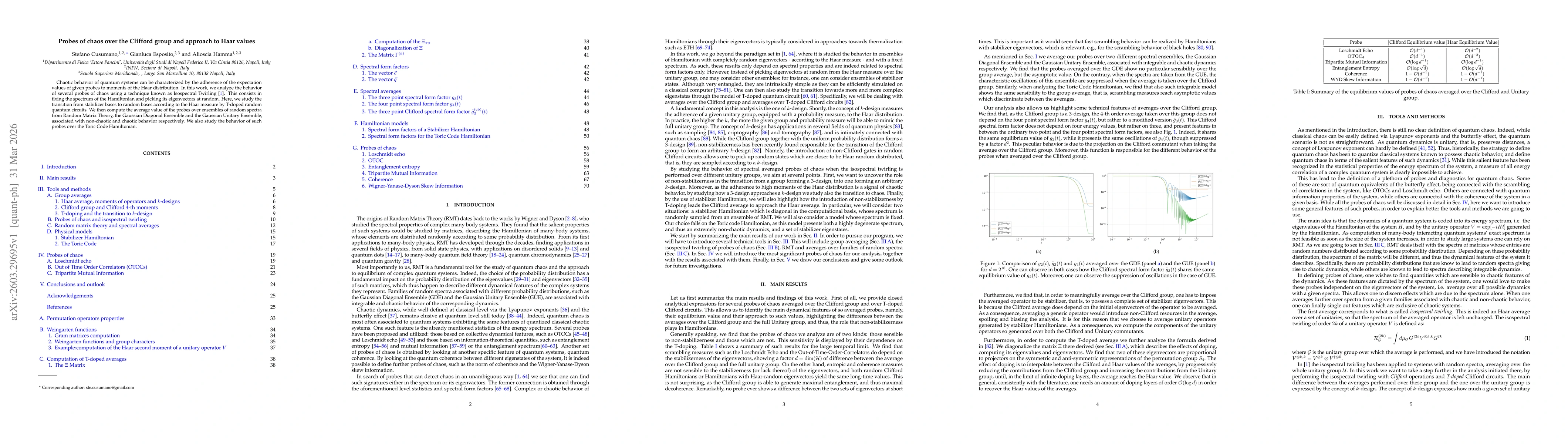 Thumbnail for Probes of chaos over the Clifford group and approach to Haar values