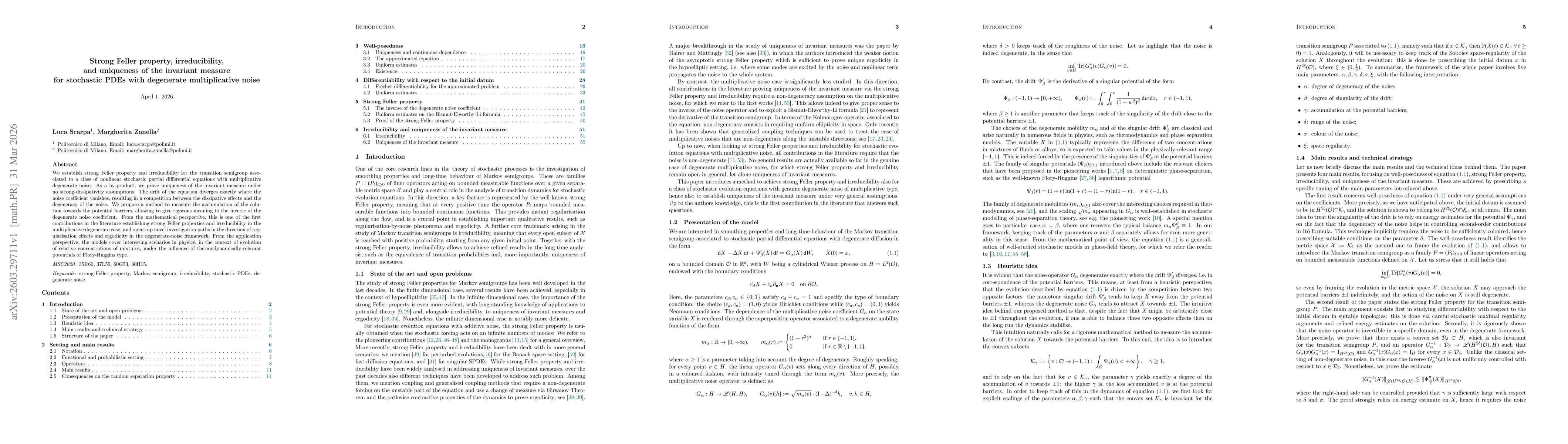 Thumbnail for Strong Feller property, irreducibility, and uniqueness of the invariant measure for stochastic PDEs with degenerate multiplicative noise