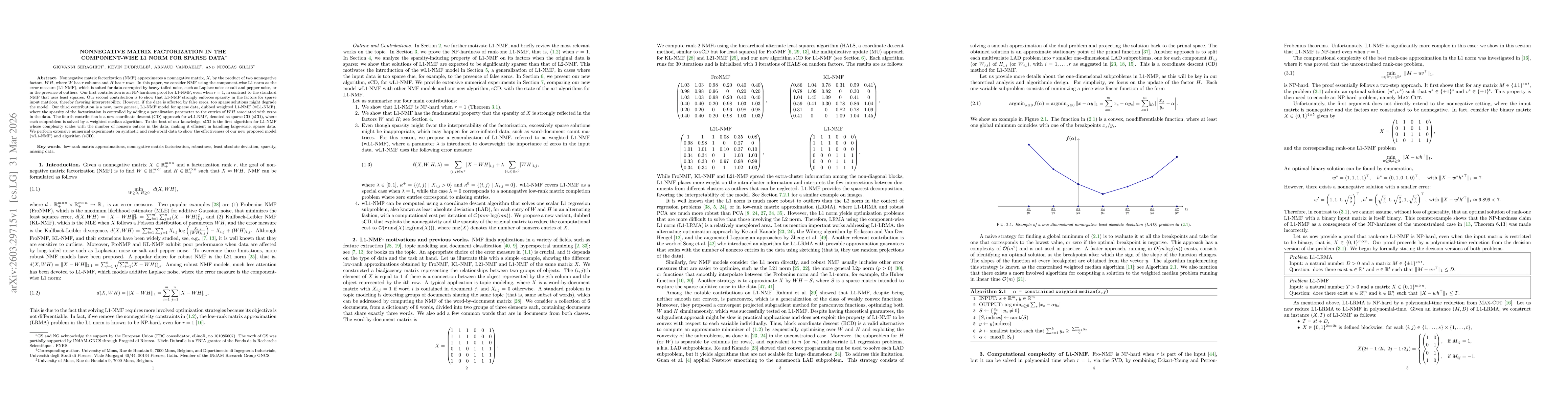 Thumbnail for Nonnegative Matrix Factorization in the Component-Wise L1 Norm for Sparse Data