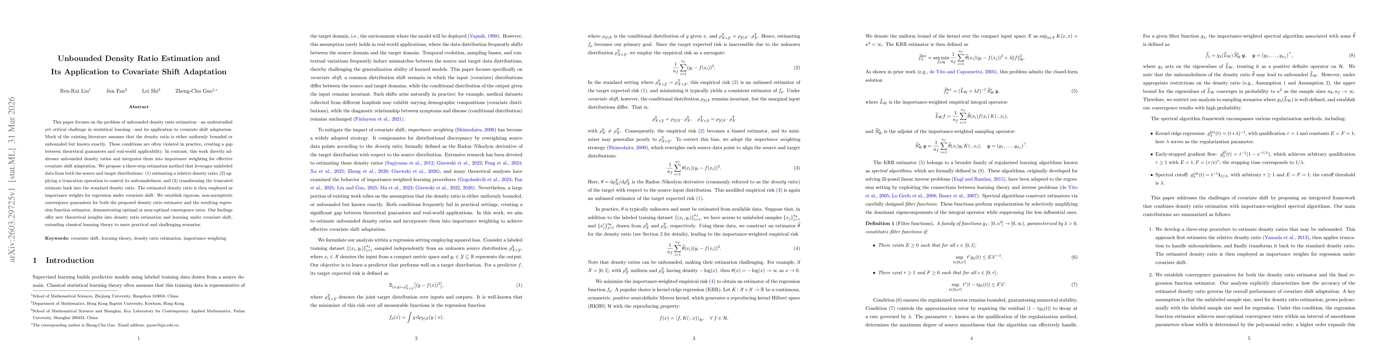 Thumbnail for Unbounded Density Ratio Estimation and Its Application to Covariate Shift Adaptation