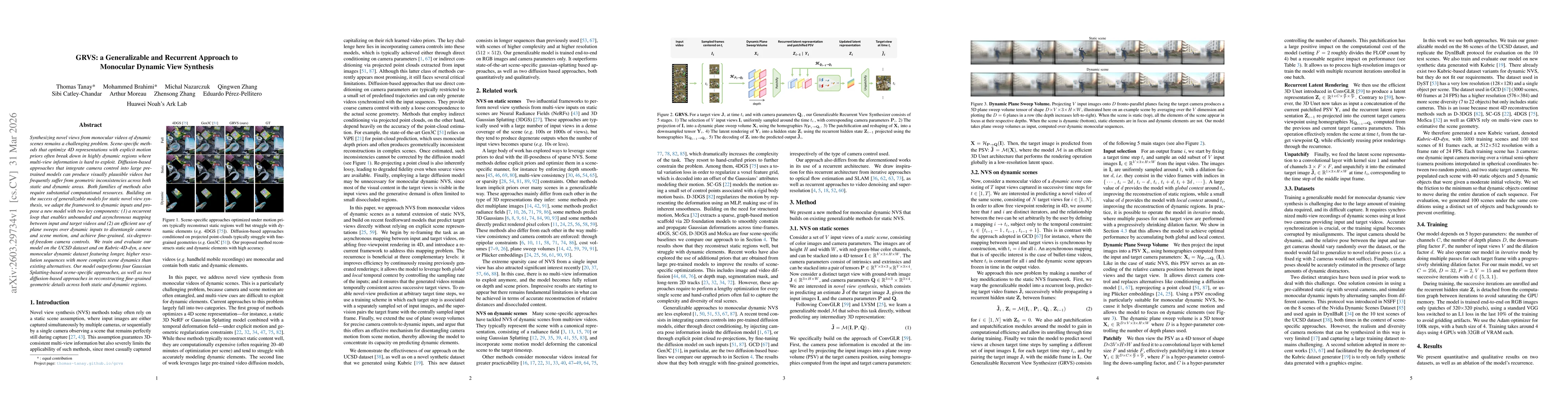 Thumbnail for GRVS: a Generalizable and Recurrent Approach to Monocular Dynamic View Synthesis