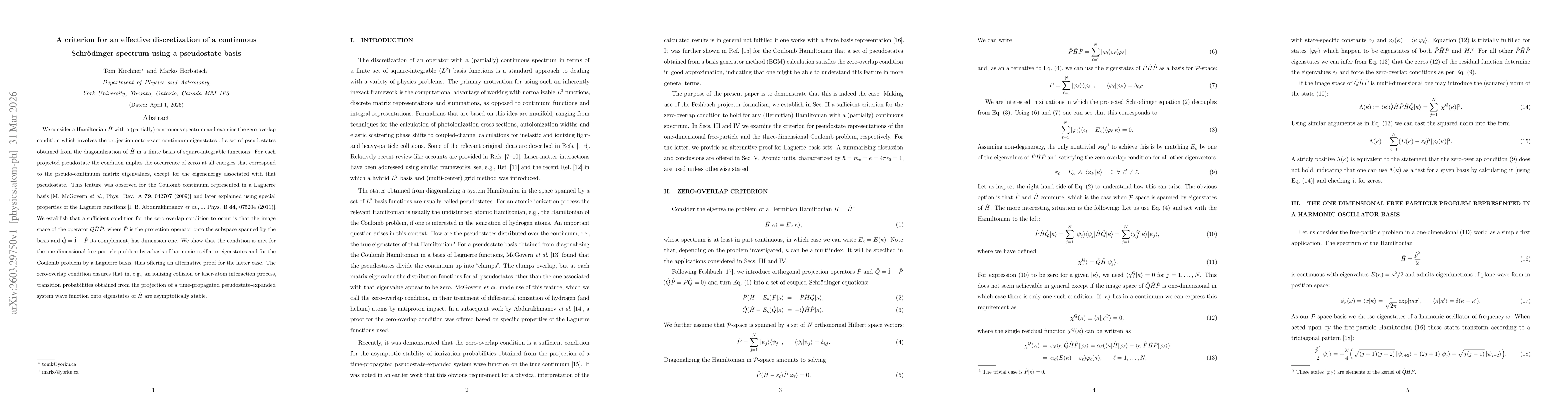Thumbnail for A criterion for an effective discretization of a continuous Schrödinger spectrum using a pseudostate basis