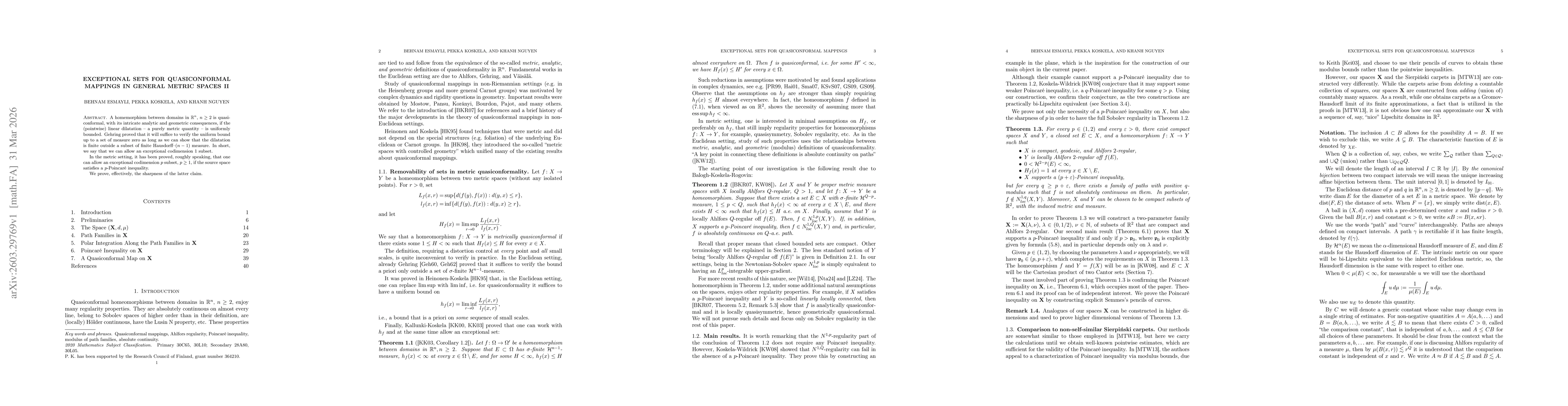 Thumbnail for Exceptional Sets for Quasiconformal Mappings in General Metric Spaces II