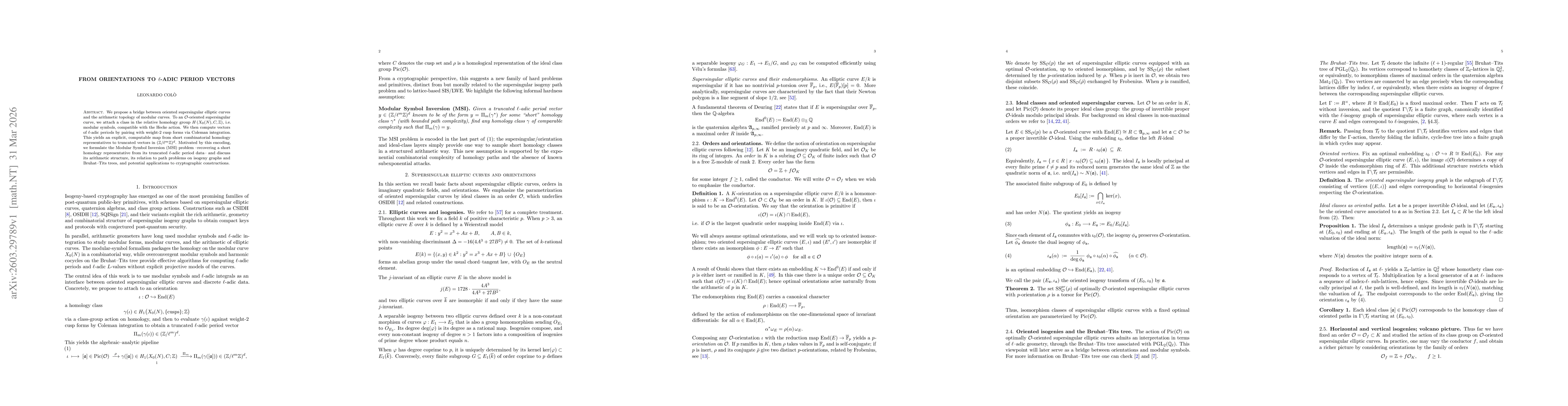 Thumbnail for From Orientations to $\ell$-adic Period Vectors