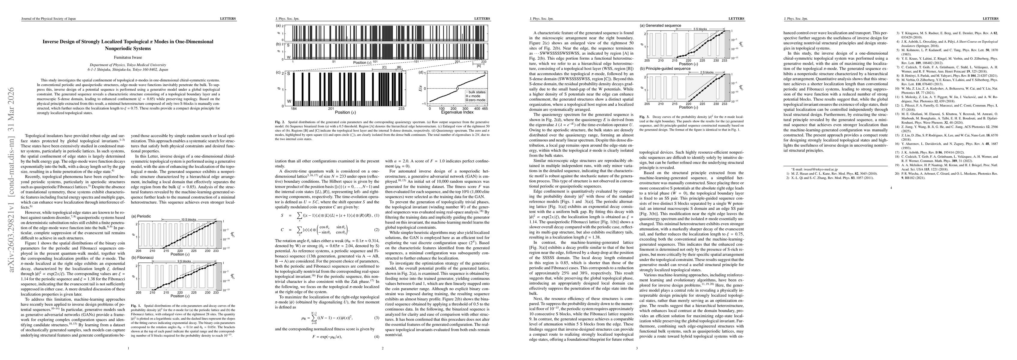 Thumbnail for Inverse Design of Strongly Localized Topological $π$ Modes in One-Dimensional Nonperiodic Systems