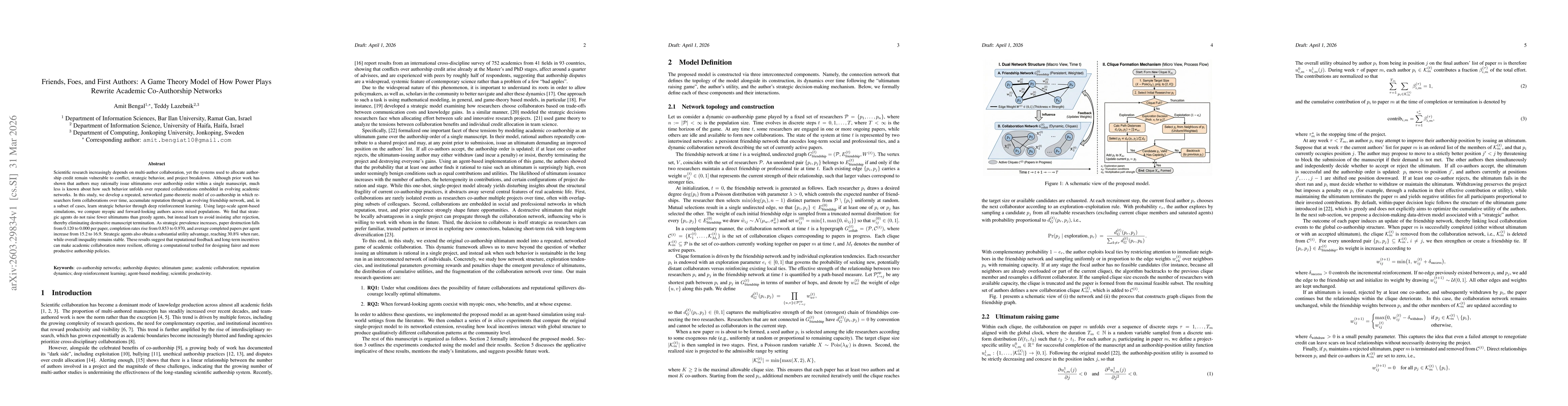 Thumbnail for Friends, Foes, and First Authors: A Game Theory Model of How Power Plays Rewrite Academic Co-Authorship Networks