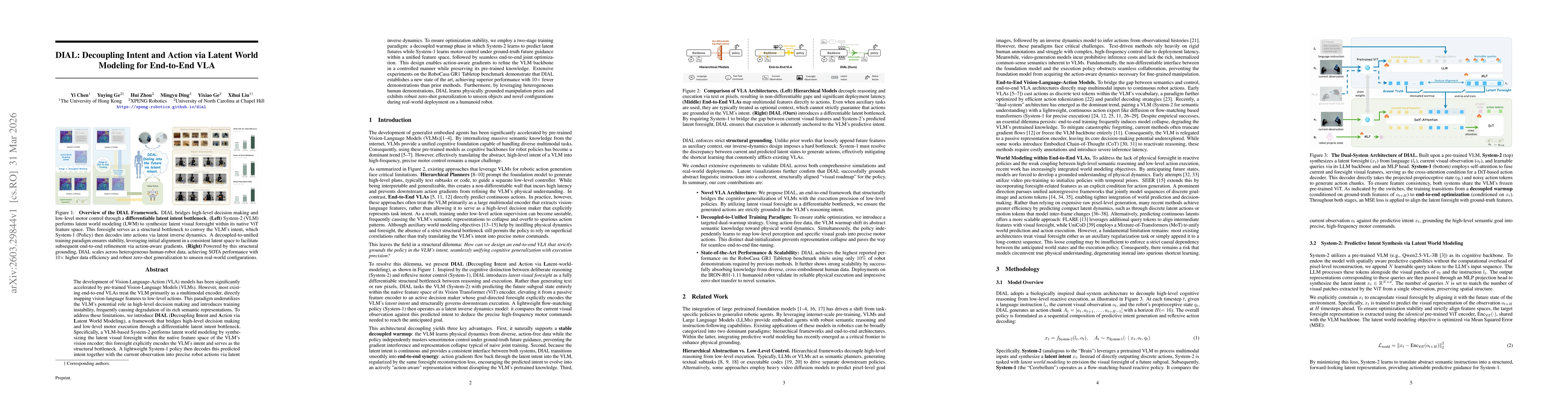 Thumbnail for DIAL: Decoupling Intent and Action via Latent World Modeling for End-to-End VLA
