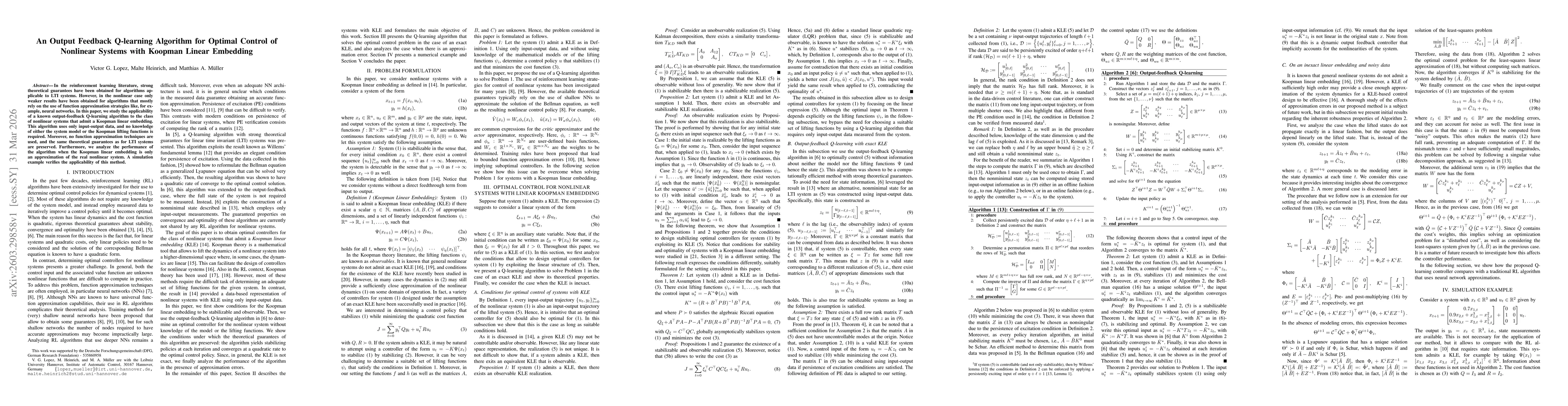 Thumbnail for An Output Feedback Q-learning Algorithm for Optimal Control of Nonlinear Systems with Koopman Linear Embedding