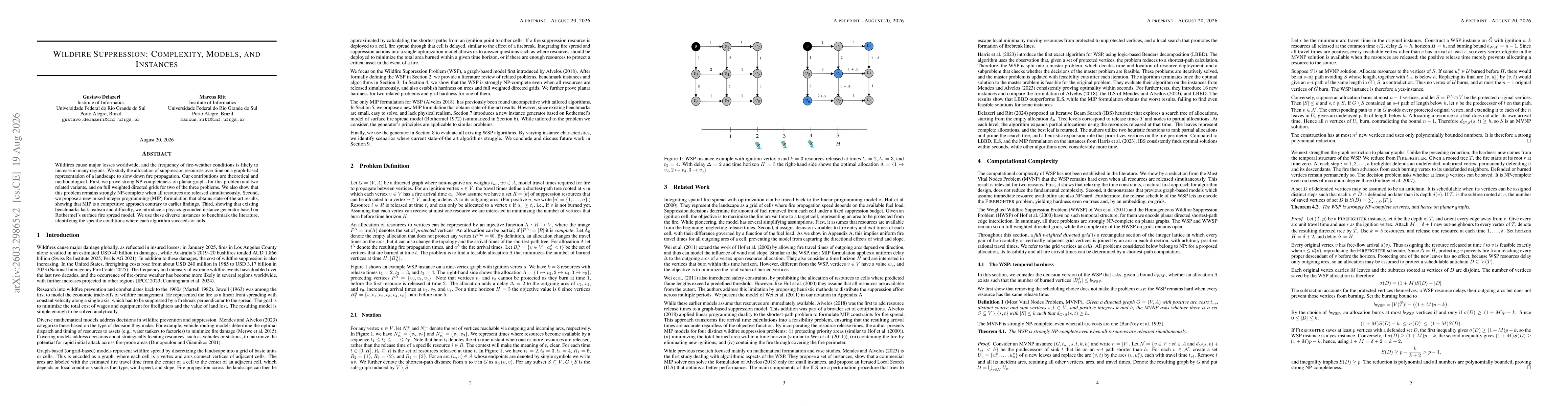 Thumbnail for Wildfire Suppression: Complexity, Models, and Instances