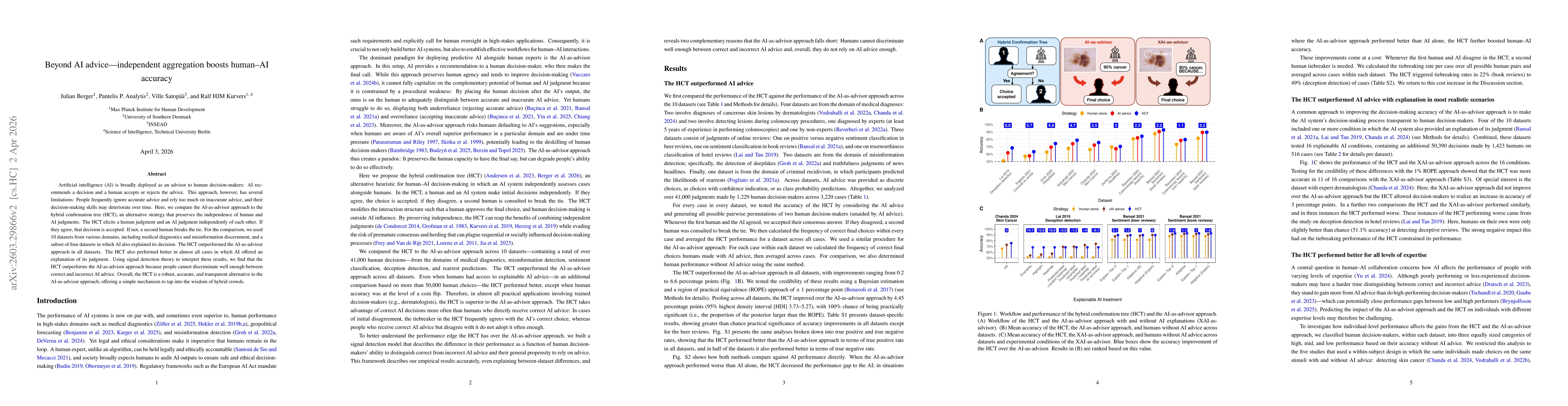 Thumbnail for Beyond AI advice -- independent aggregation boosts human-AI accuracy