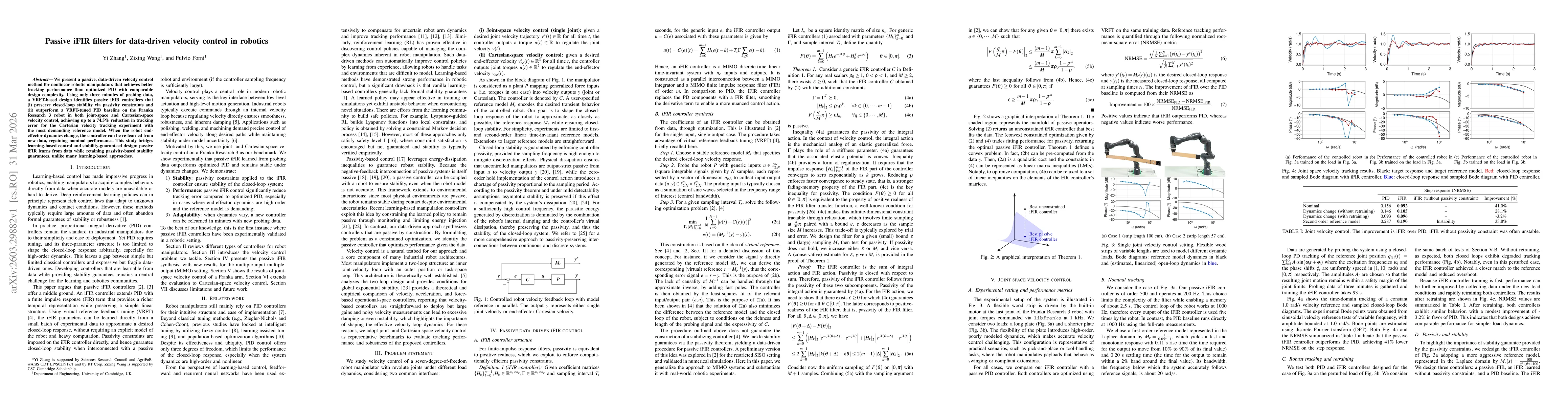 Thumbnail for Passive iFIR filters for data-driven velocity control in robotics