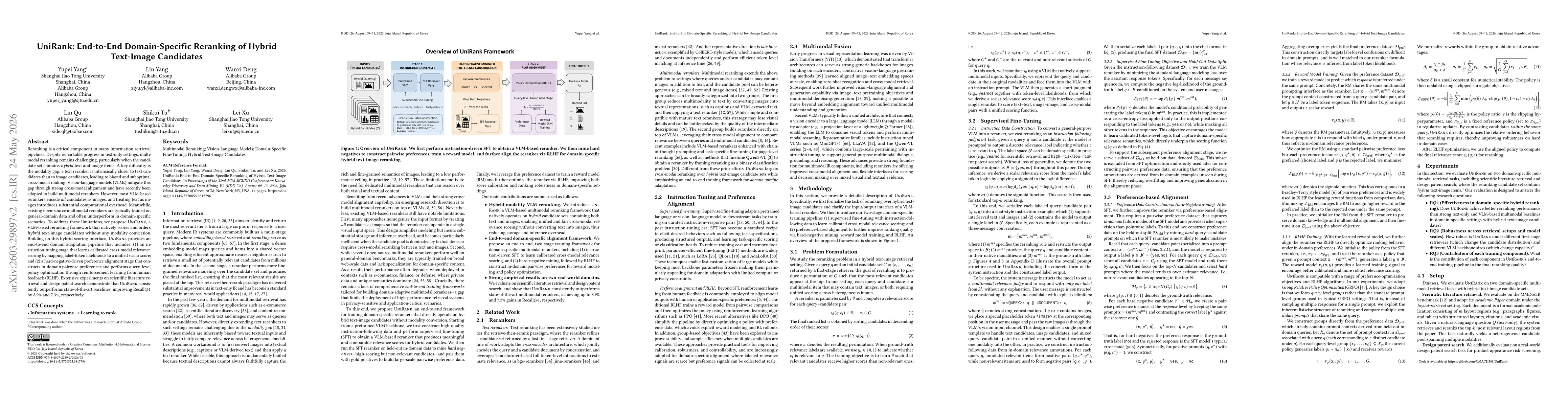 Thumbnail for UniRank: End-to-End Domain-Specific Reranking of Hybrid Text-Image Candidates