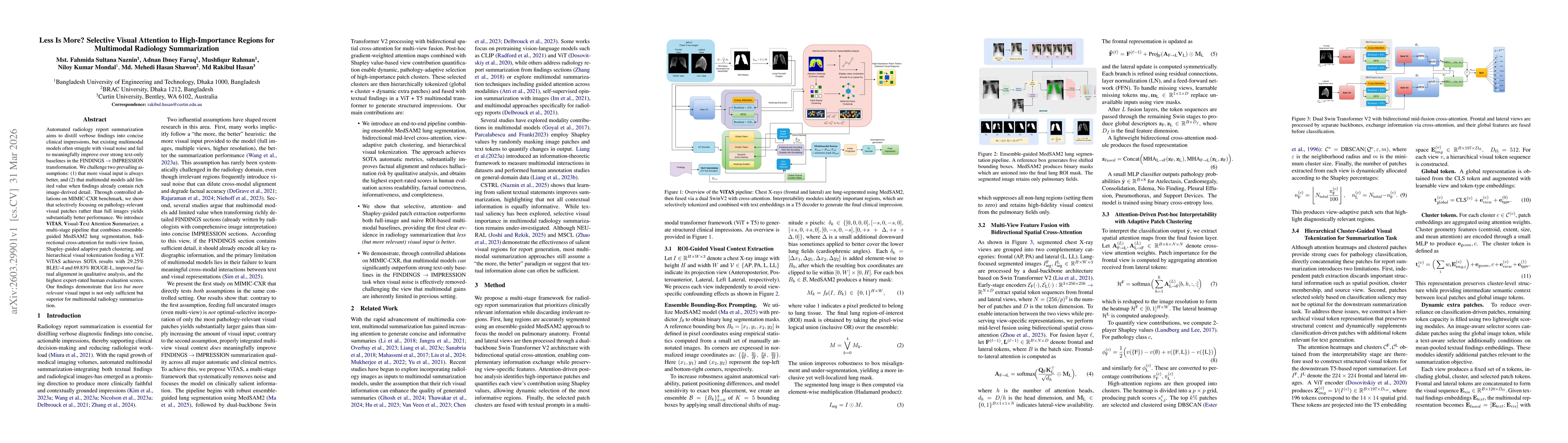 Thumbnail for Less Is More? Selective Visual Attention to High-Importance Regions for Multimodal Radiology Summarization