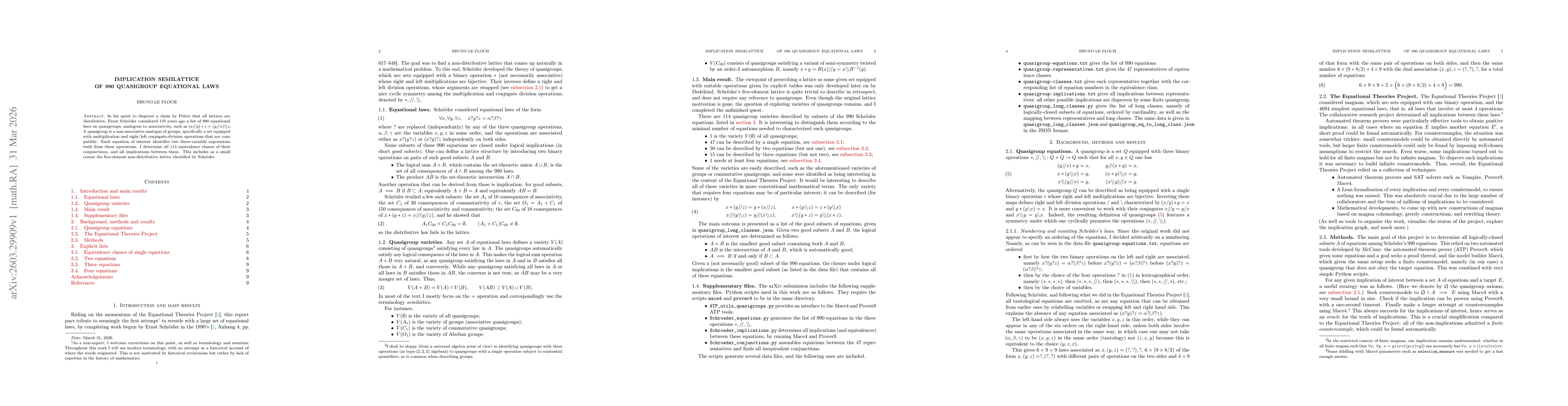 Thumbnail for Implication semilattice of 990 quasigroup equational laws