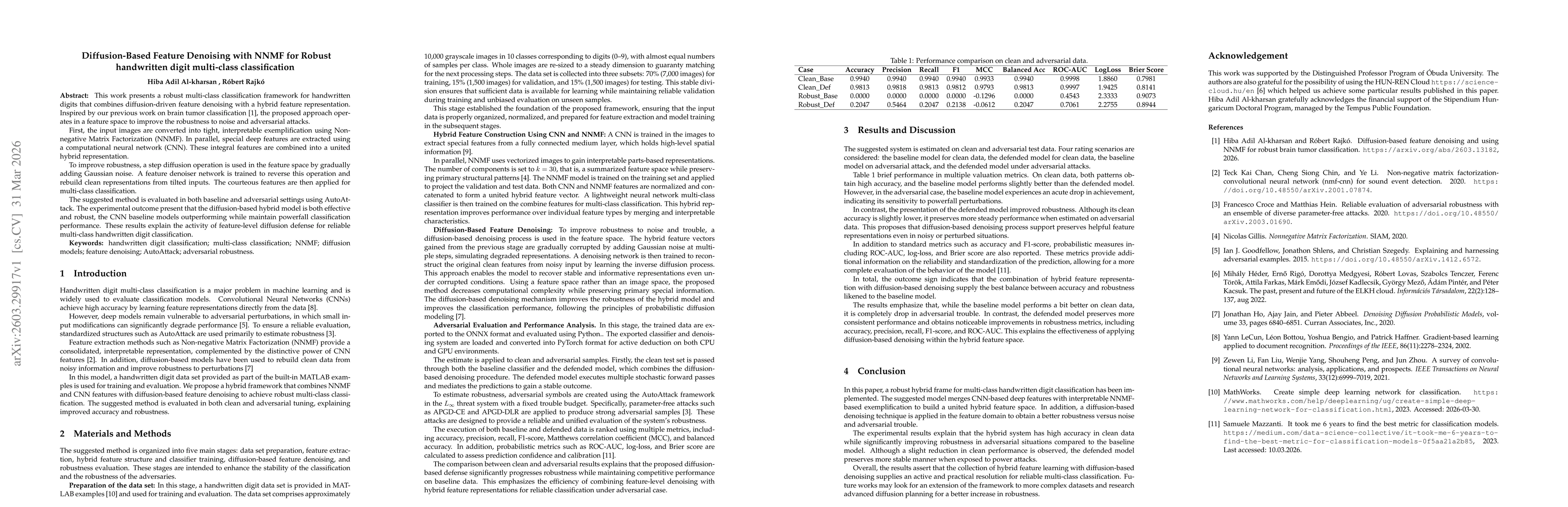 Thumbnail for Diffusion-Based Feature Denoising with NNMF for Robust handwritten digit multi-class classification
