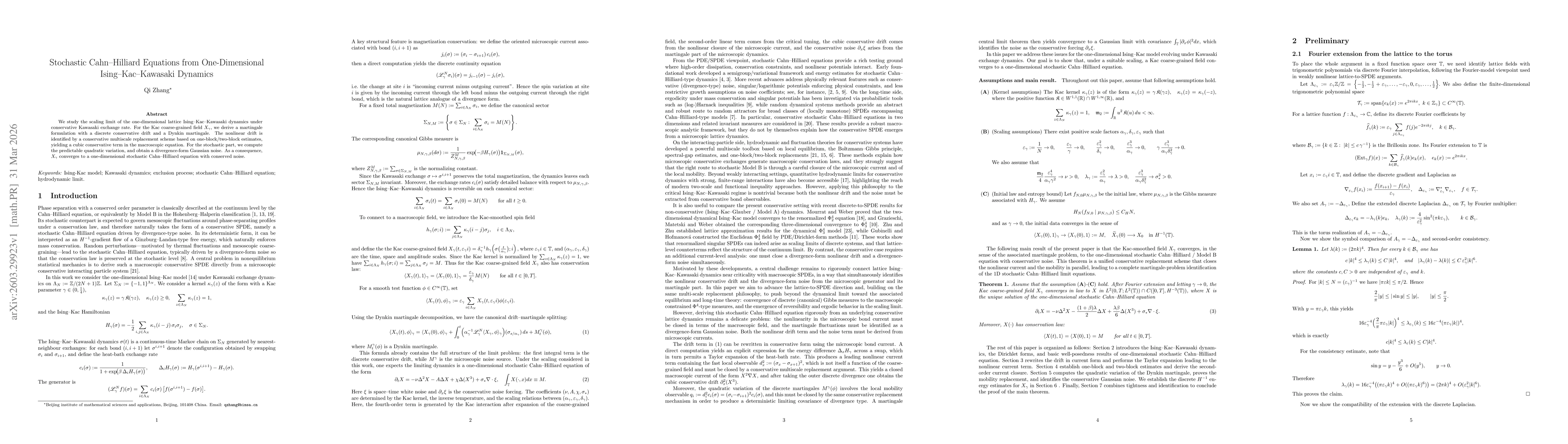 Thumbnail for Stochastic Cahn--Hilliard Equations from One-Dimensional Ising--Kac--Kawasaki Dynamics