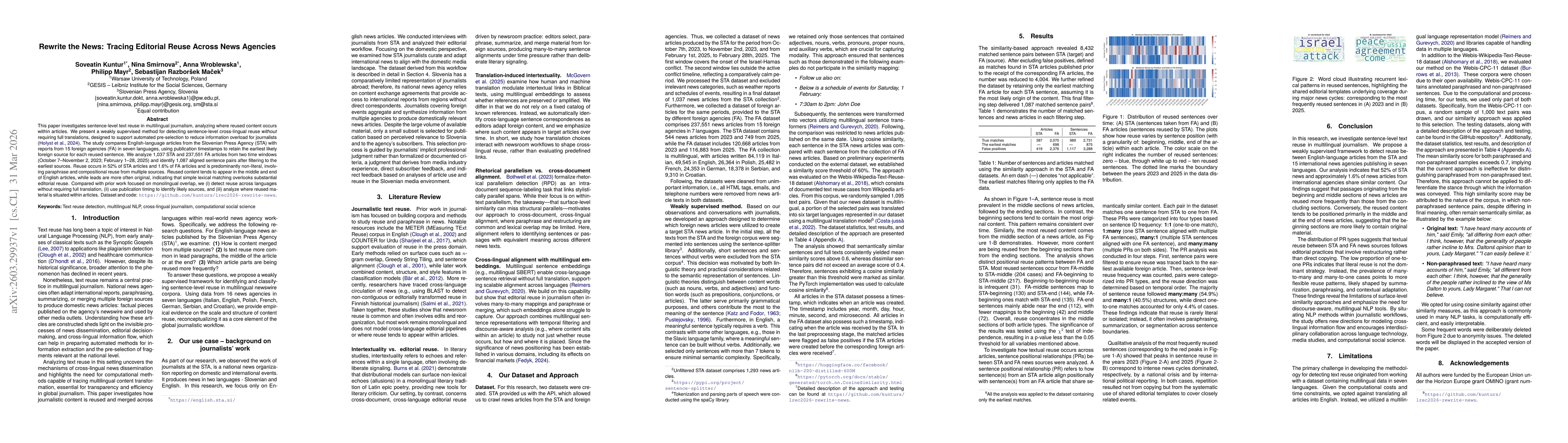 Thumbnail for Rewrite the News: Tracing Editorial Reuse Across News Agencies