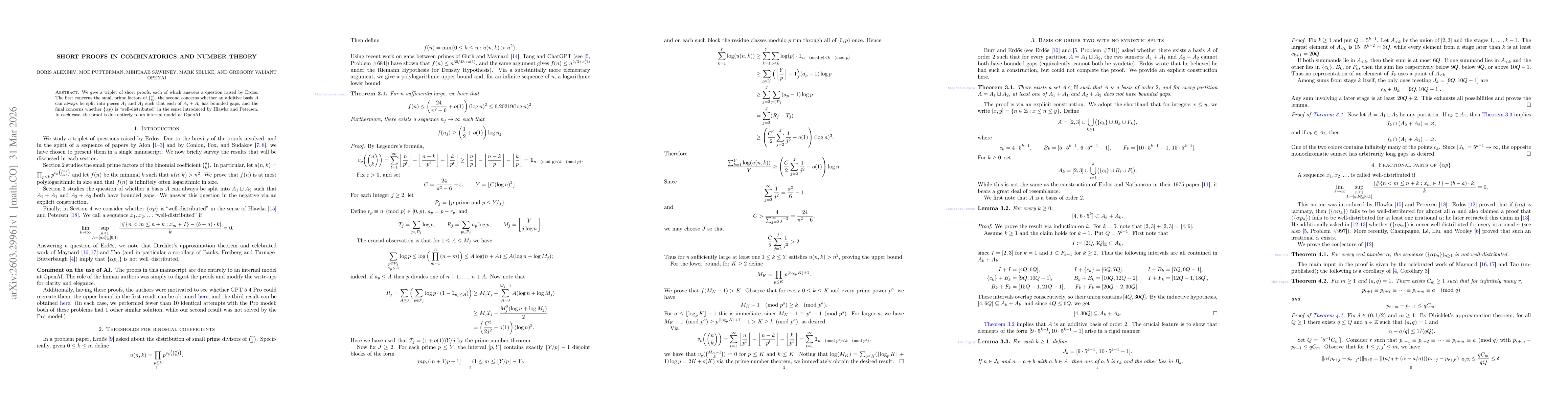 Thumbnail for Short proofs in combinatorics and number theory