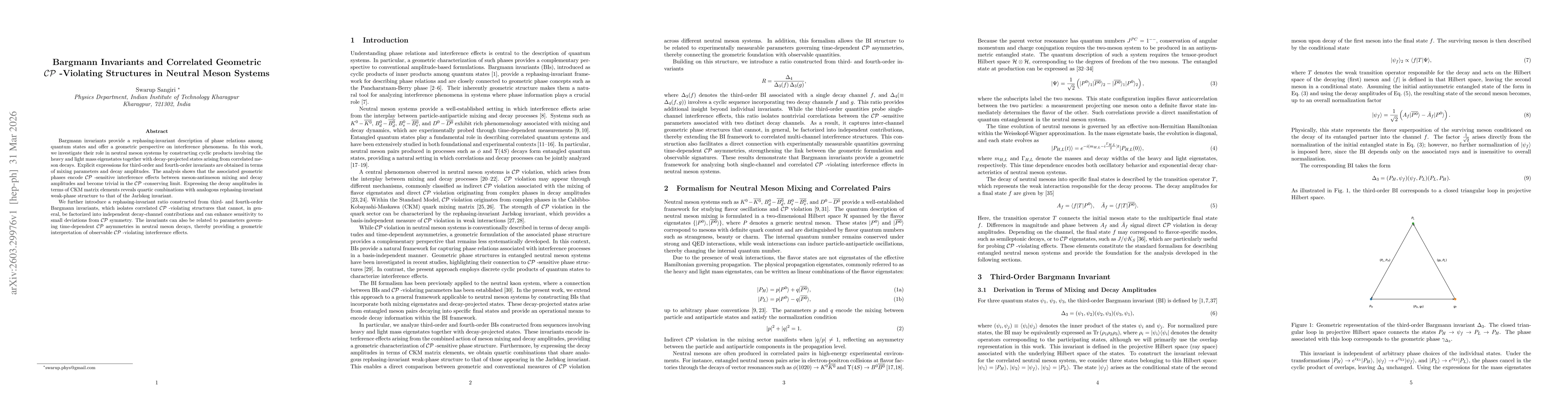Thumbnail for Bargmann Invariants and Correlated Geometric CP-Violating Structures in Neutral Meson Systems