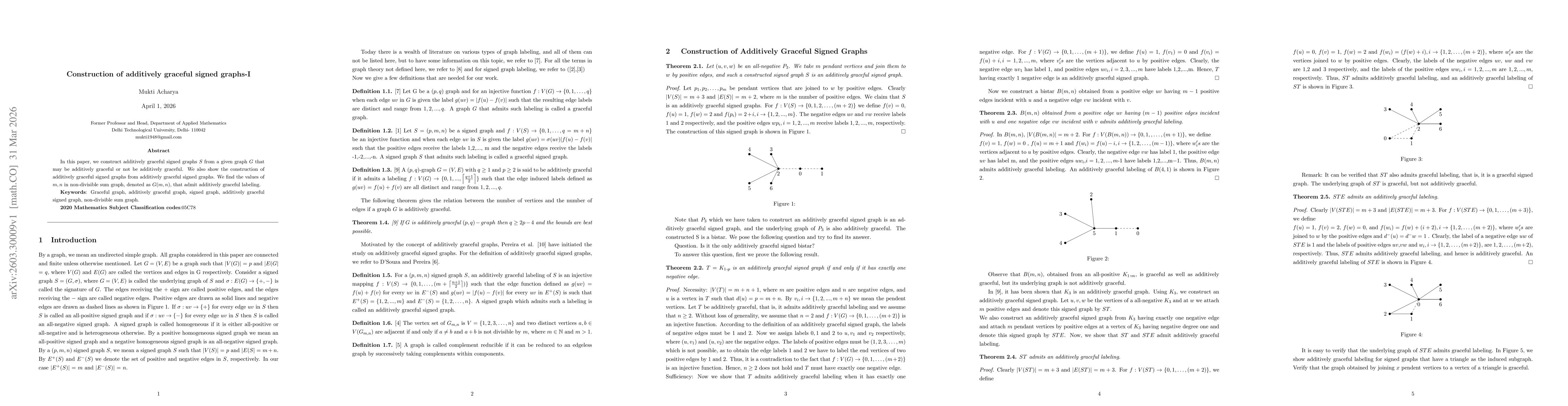 Thumbnail for Construction of additively graceful signed graphs-I