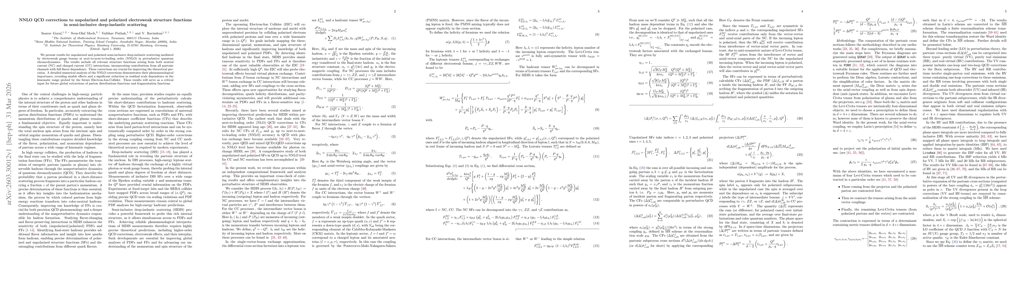 Thumbnail for NNLO QCD corrections to unpolarized and polarized electroweak structure functions in semi-inclusive deep-inelastic scattering
