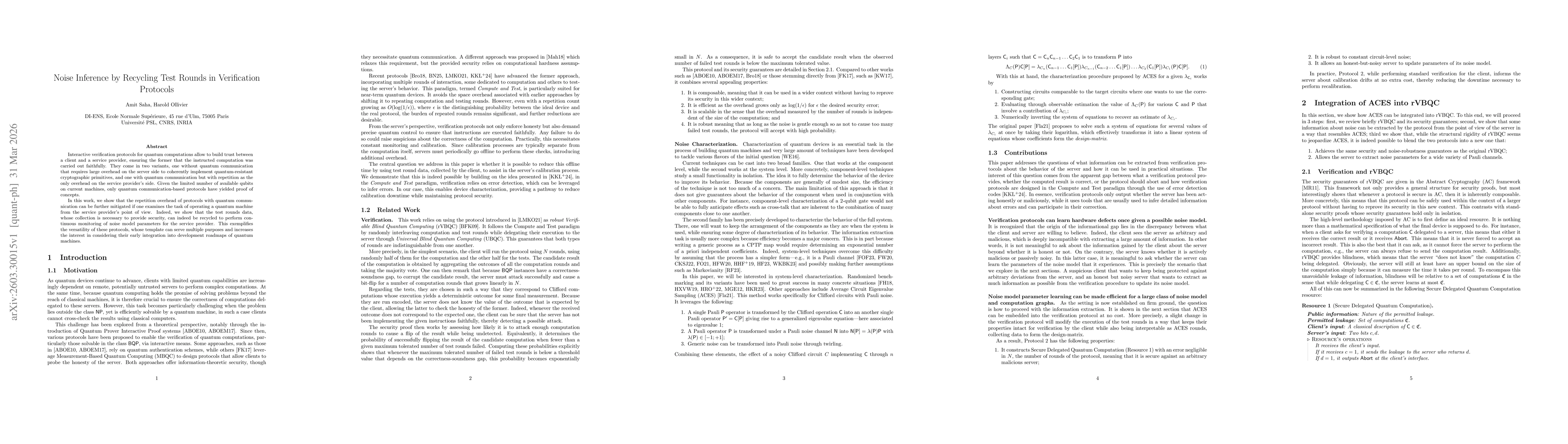 Thumbnail for Noise Inference by Recycling Test Rounds in Verification Protocols
