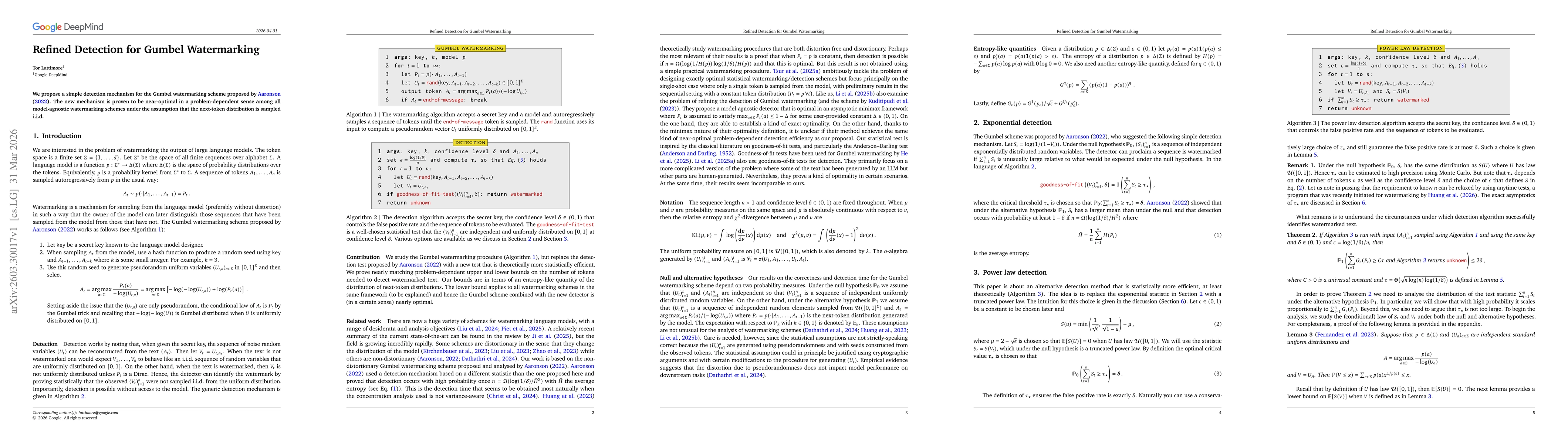 Thumbnail for Refined Detection for Gumbel Watermarking