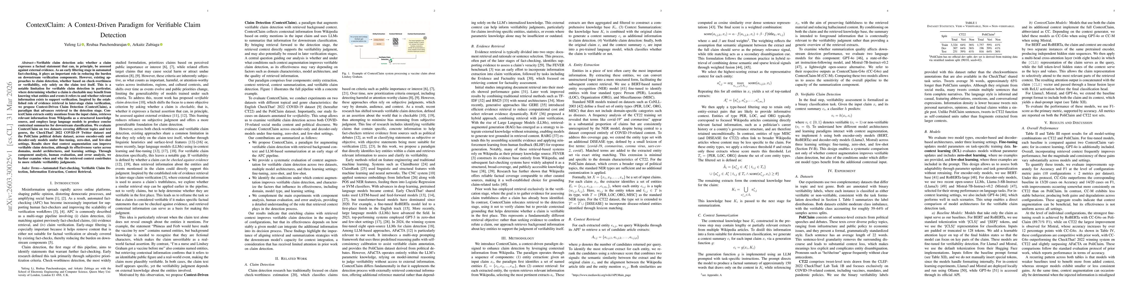 Thumbnail for ContextClaim: A Context-Driven Paradigm for Verifiable Claim Detection