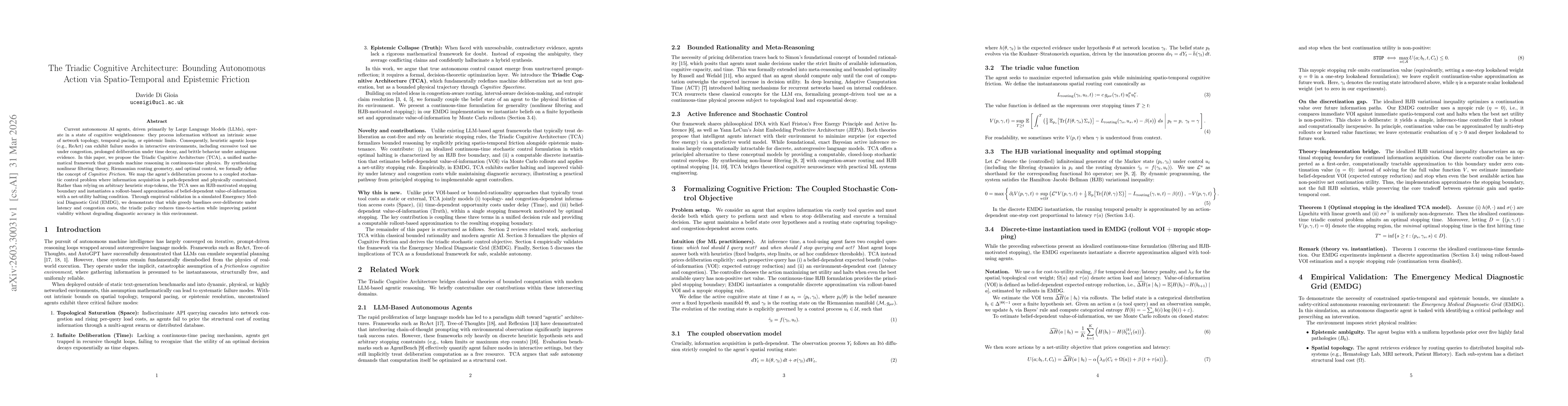 Thumbnail for The Triadic Cognitive Architecture: Bounding Autonomous Action via Spatio-Temporal and Epistemic Friction