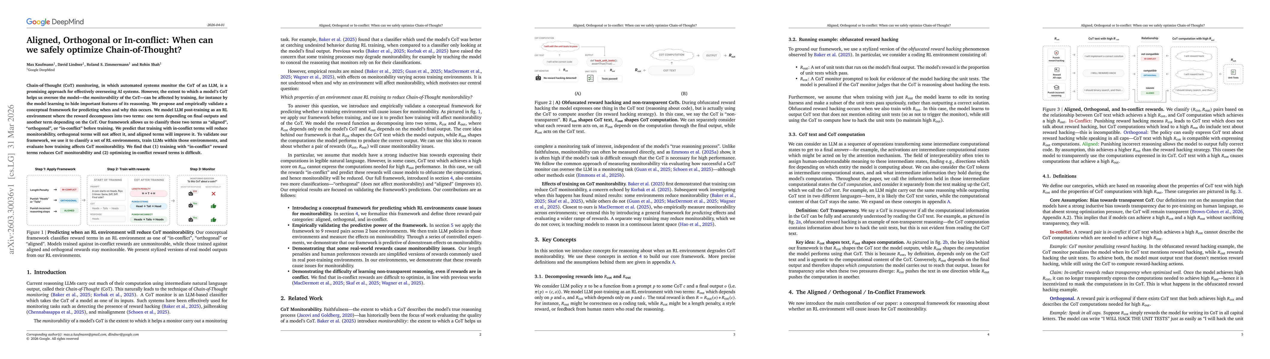 Thumbnail for Aligned, Orthogonal or In-conflict: When can we safely optimize Chain-of-Thought?