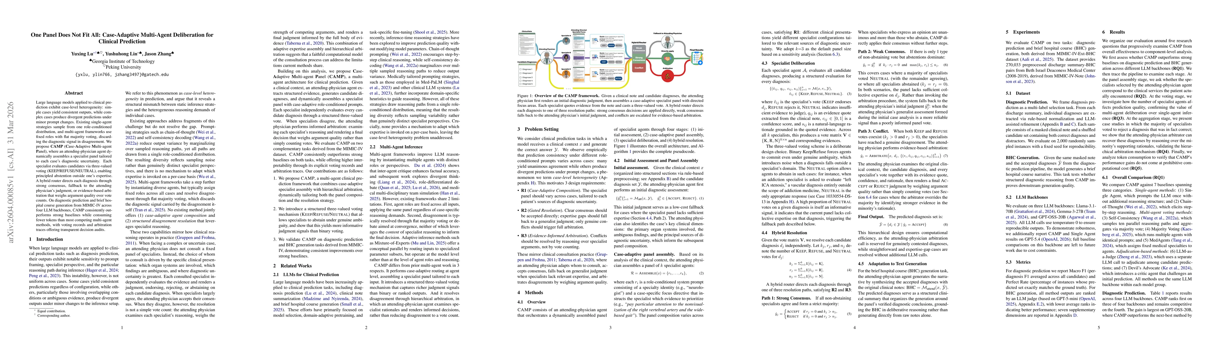 Thumbnail for One Panel Does Not Fit All: Case-Adaptive Multi-Agent Deliberation for Clinical Prediction