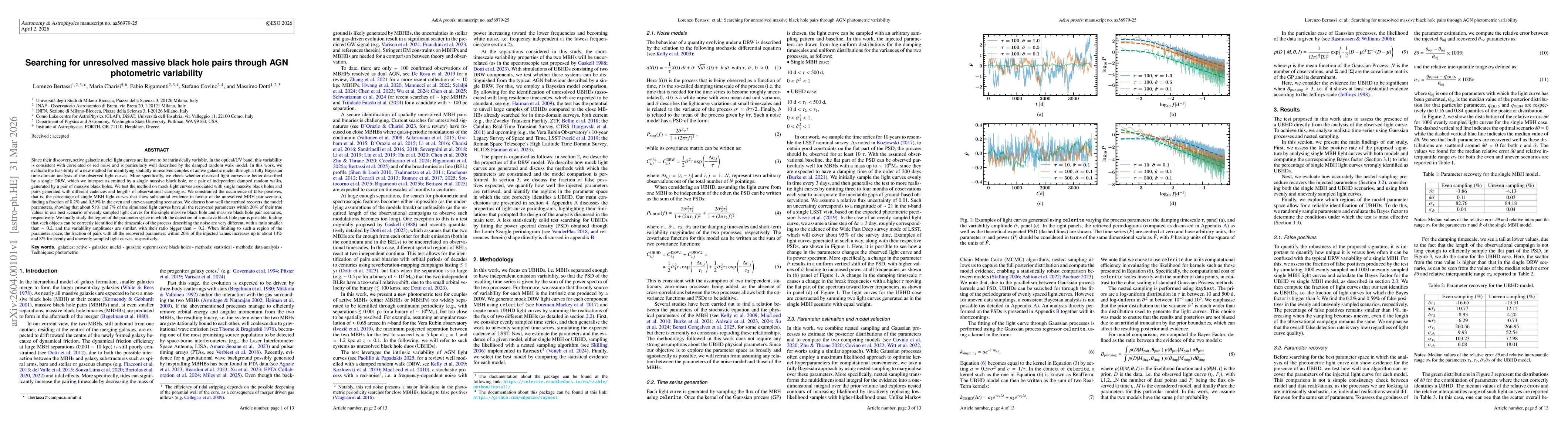 Thumbnail for Searching for unresolved massive black hole pairs through AGN photometric variability