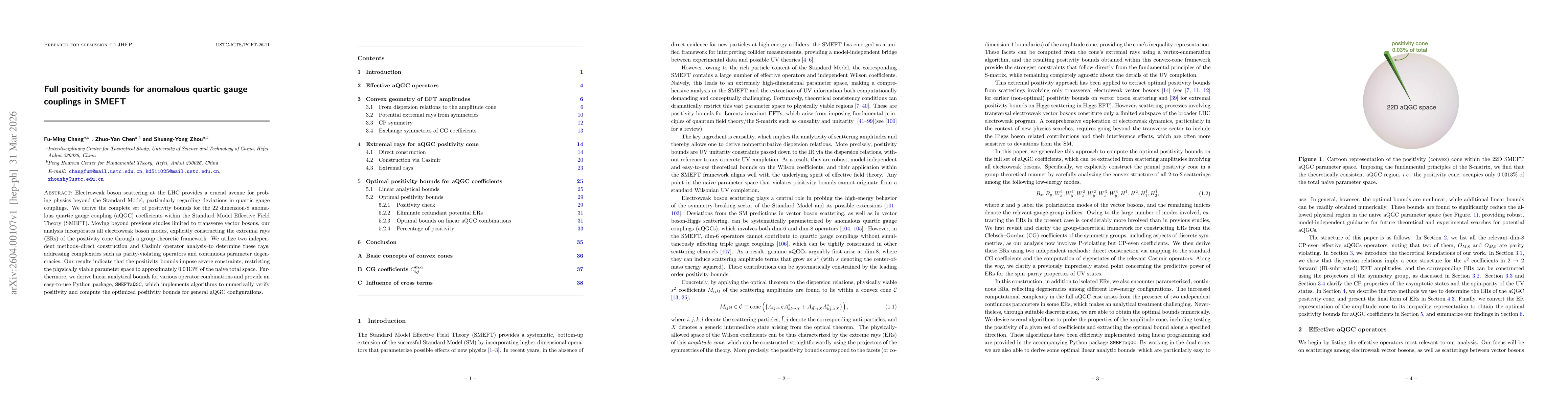 Thumbnail for Full positivity bounds for anomalous quartic gauge couplings in SMEFT