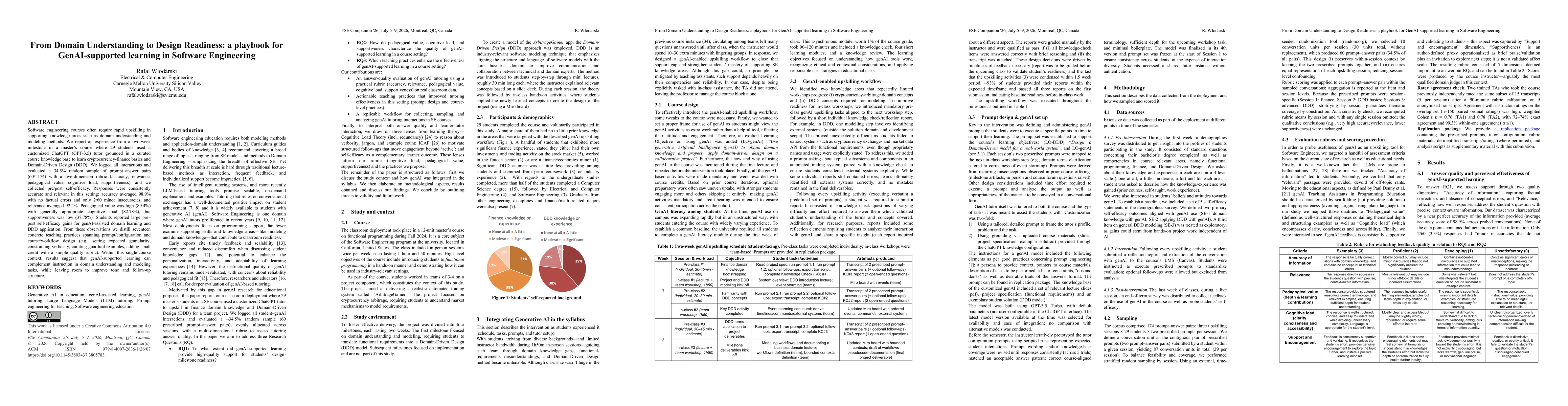 Thumbnail for From Domain Understanding to Design Readiness: a playbook for GenAI-supported learning in Software Engineering