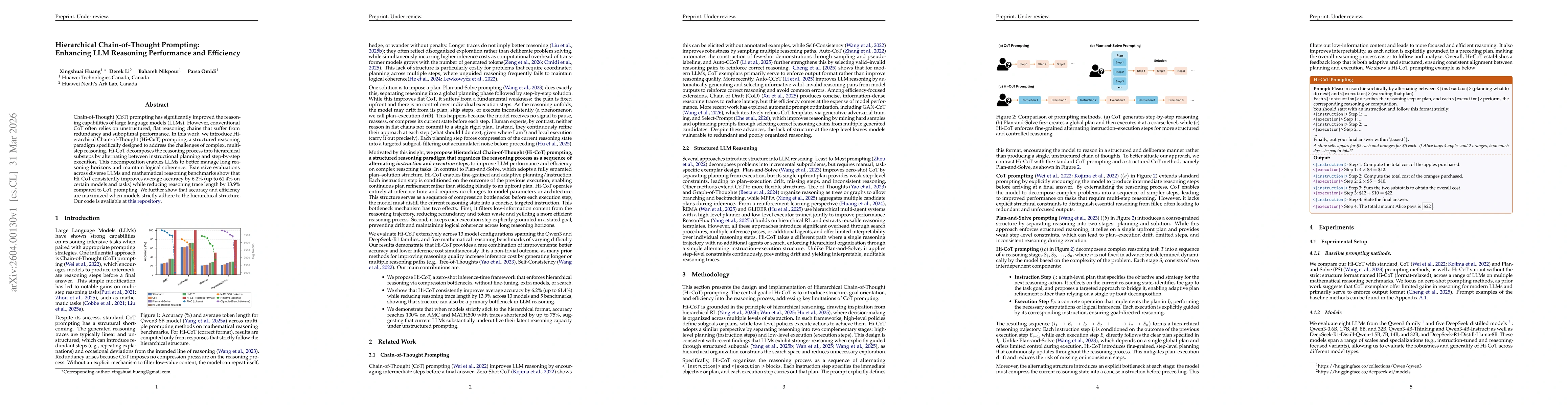 Thumbnail for Hierarchical Chain-of-Thought Prompting: Enhancing LLM Reasoning Performance and Efficiency