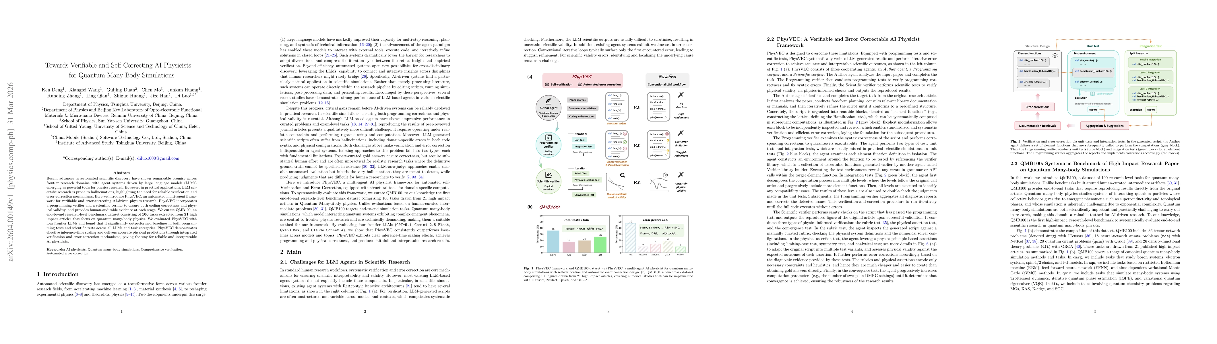 Thumbnail for Towards Verifiable and Self-Correcting AI Physicists for Quantum Many-Body Simulations