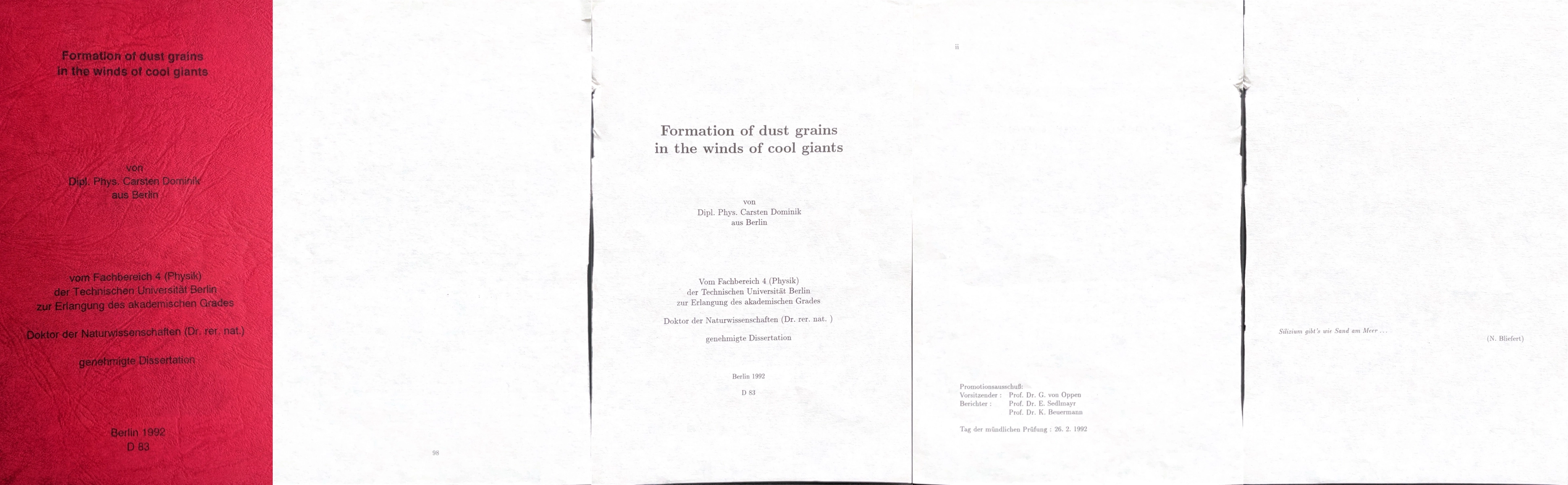 Thumbnail for Formation of dust grains in the winds of cool giants, PhD thesis 1992