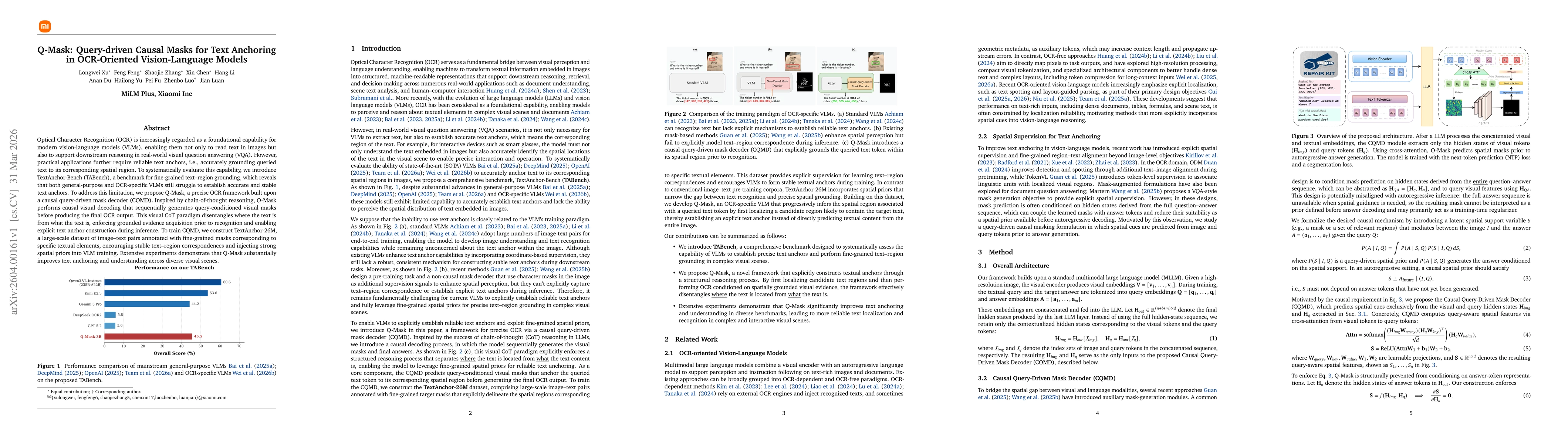 Thumbnail for Q-Mask: Query-driven Causal Masks for Text Anchoring in OCR-Oriented Vision-Language Models