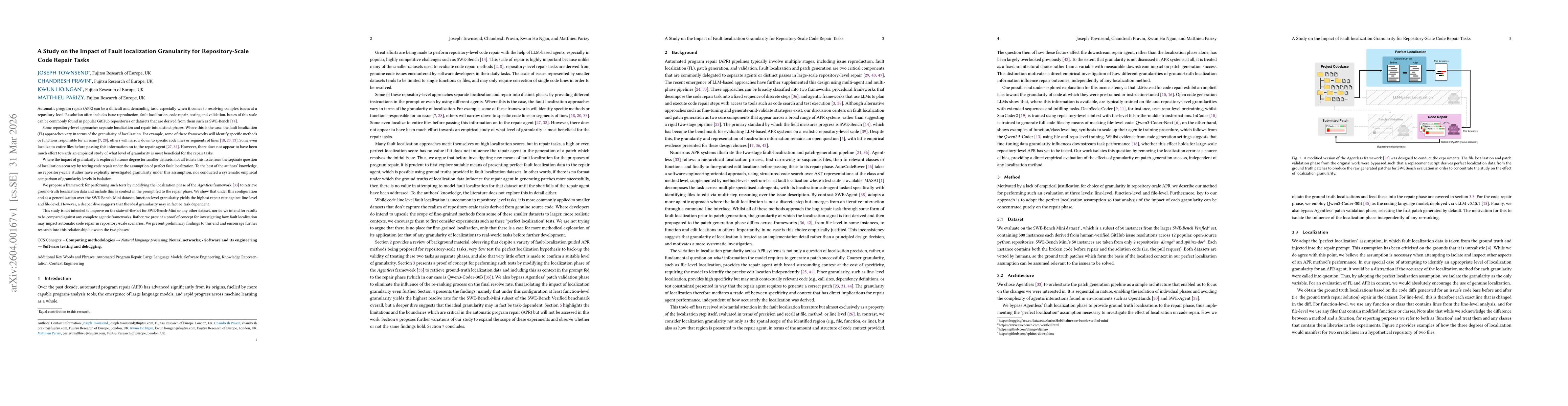 Thumbnail for A Study on the Impact of Fault localization Granularity for Repository-Scale Code Repair Tasks