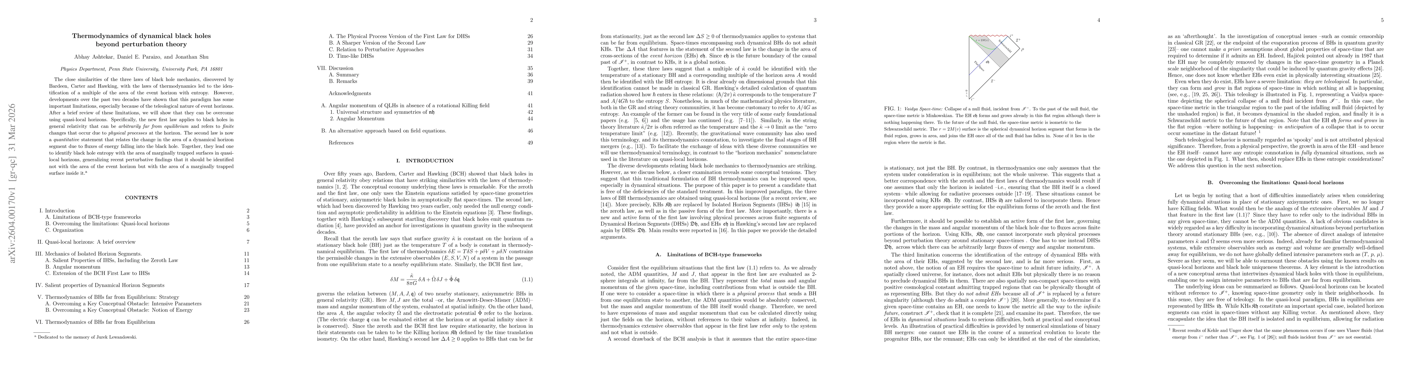 Thumbnail for Thermodynamics of dynamical black holes beyond perturbation theory