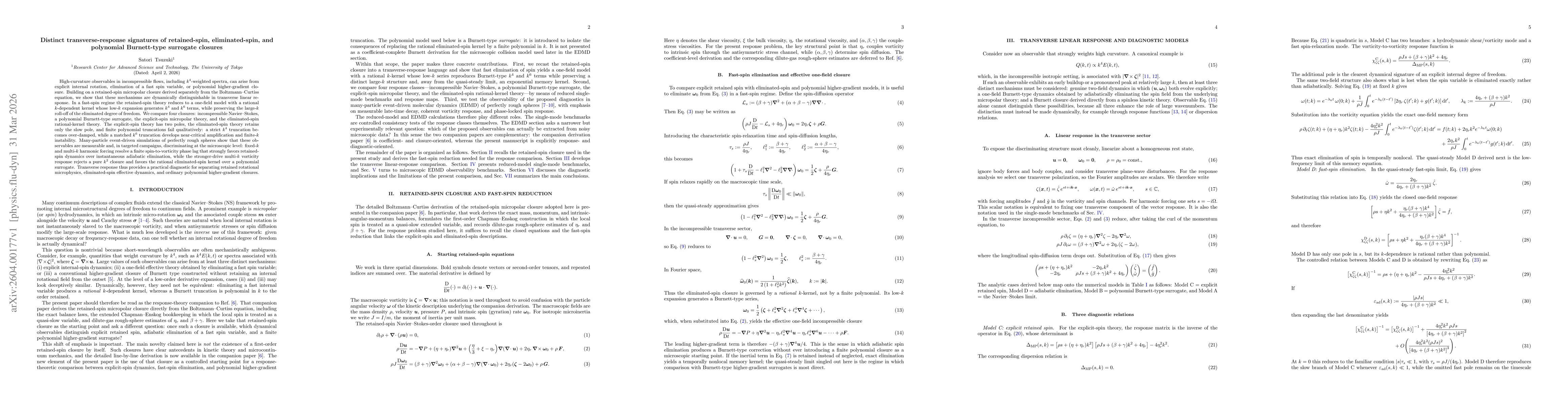 Thumbnail for Distinct transverse-response signatures of retained-spin, eliminated-spin, and polynomial Burnett-type surrogate closures
