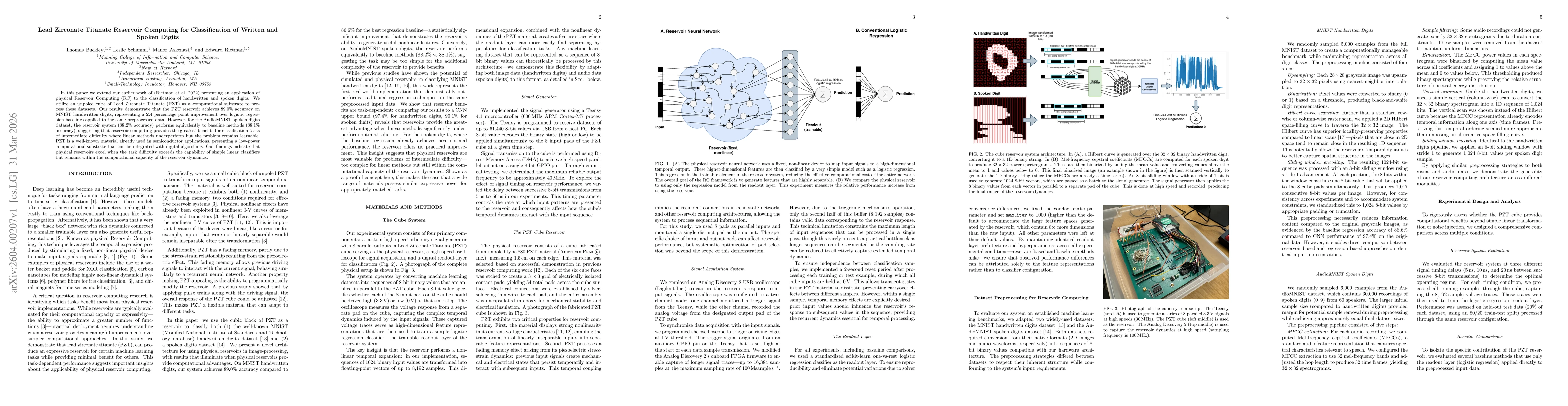 Thumbnail for Lead Zirconate Titanate Reservoir Computing for Classification of Written and Spoken Digits