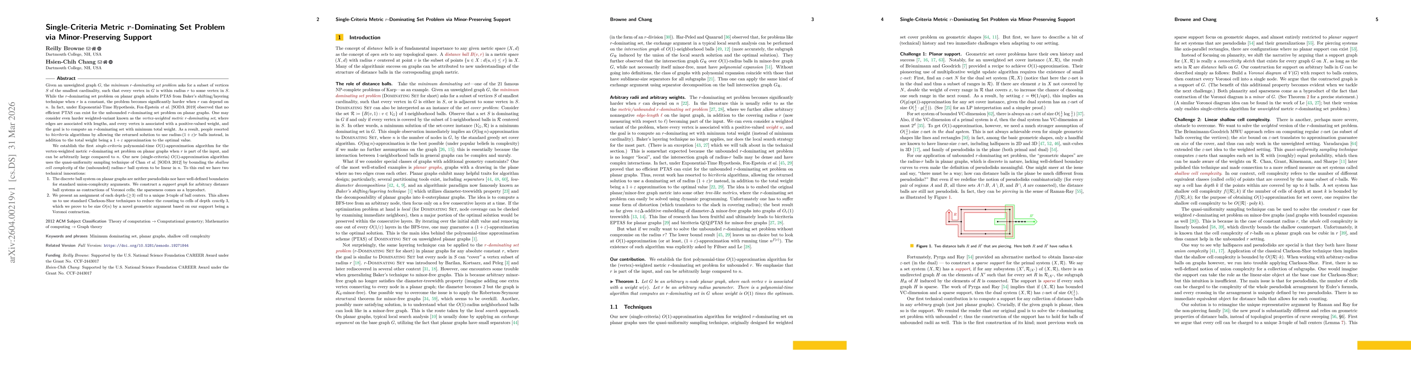 Thumbnail for Single-Criteria Metric $r$-Dominating Set Problem via Minor-Preserving Support