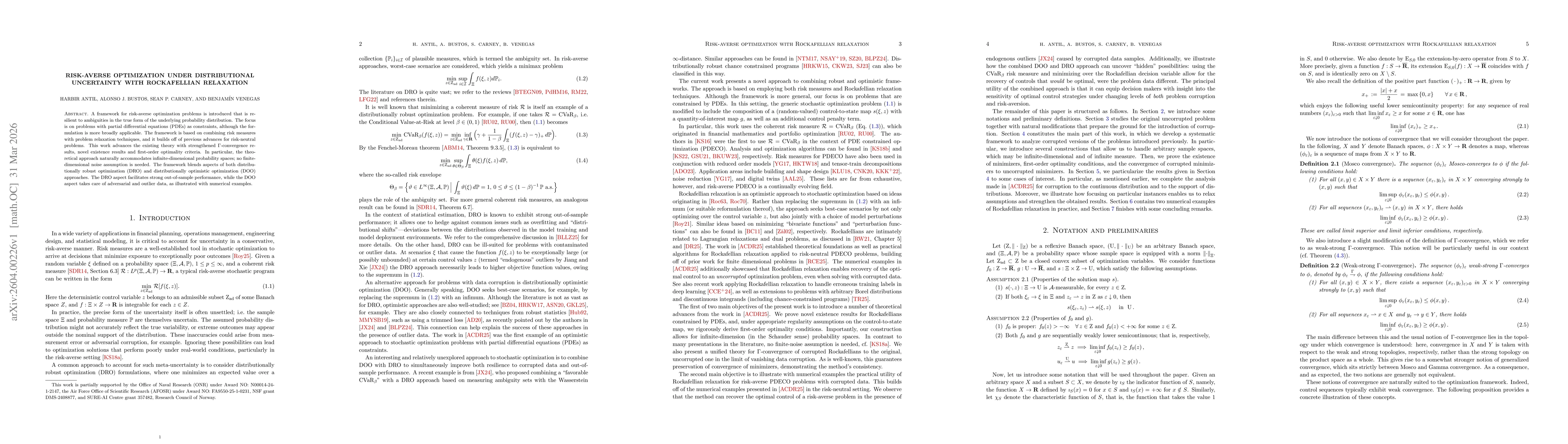 Thumbnail for Risk-averse optimization under distributional uncertainty with Rockafellian relaxation